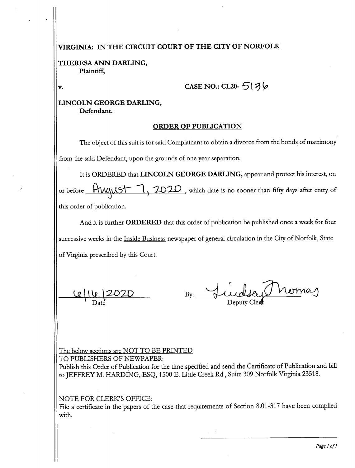 CL20-5036 Order of Publication