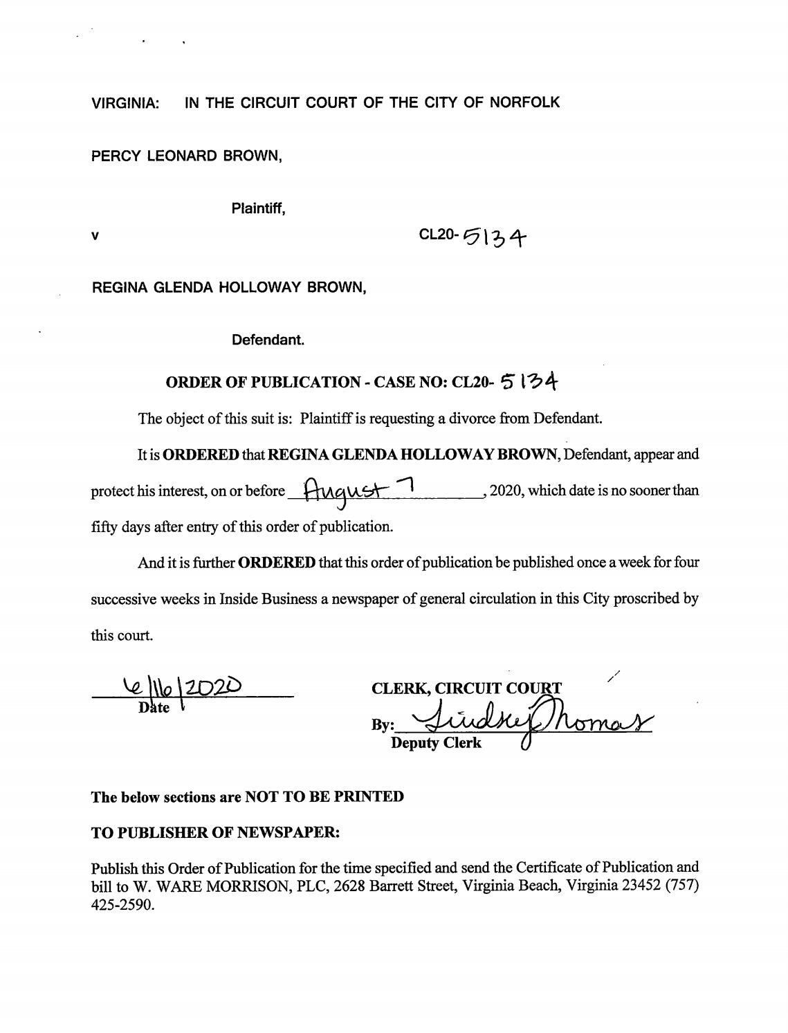 CL20-5134 Order of Publication