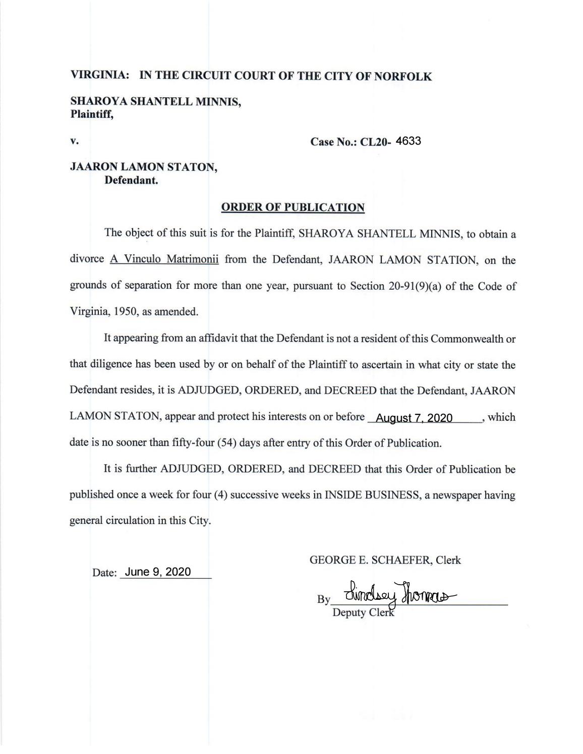 CL20-4633 Order of Publication