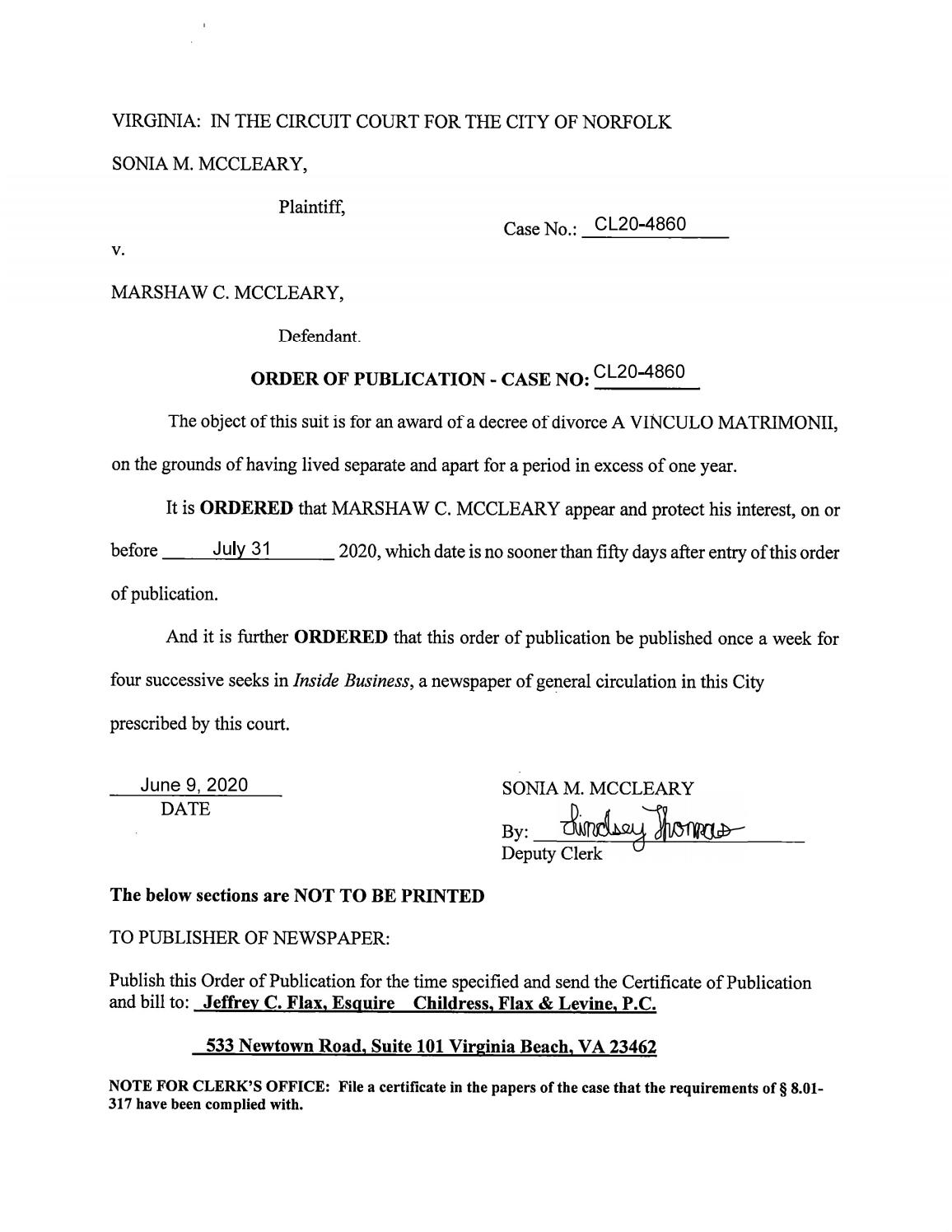 Order of Publication CL20-4860