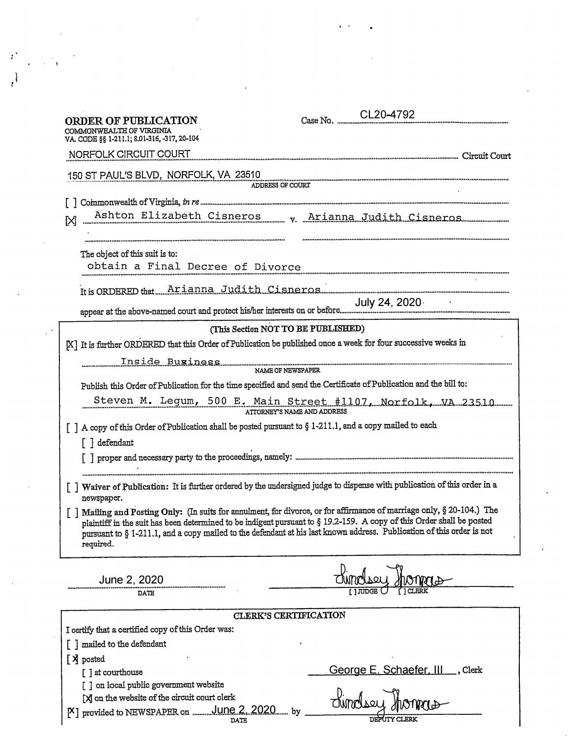 CL20-4792 Order of Publication