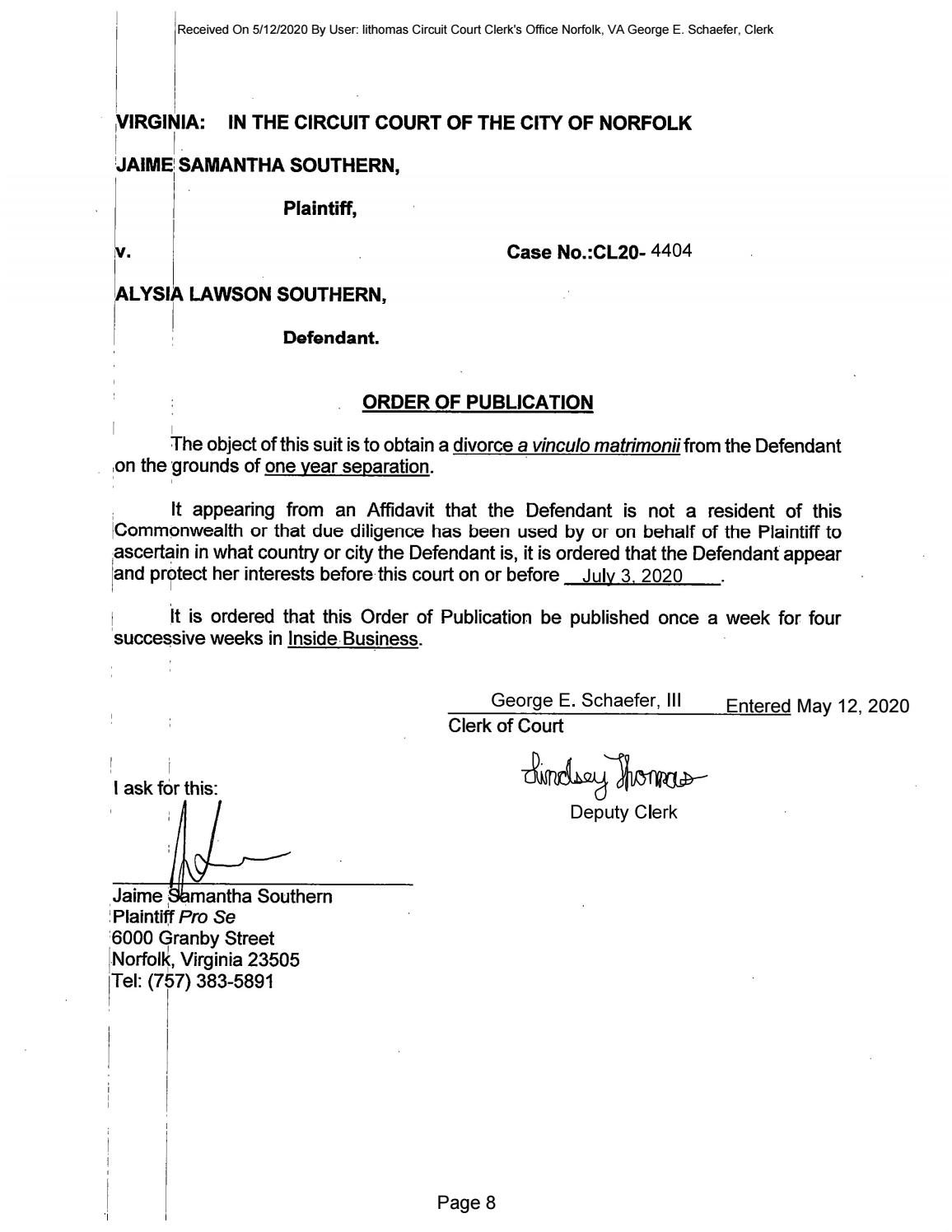 CL20-4404 Order of Publication
