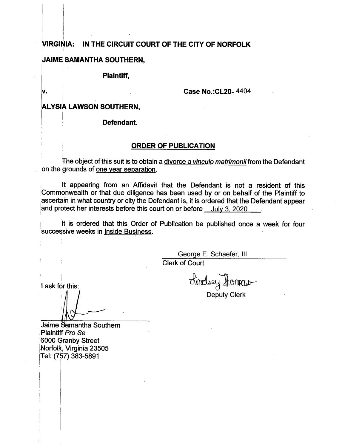 CL20-4404 Order of Publication
