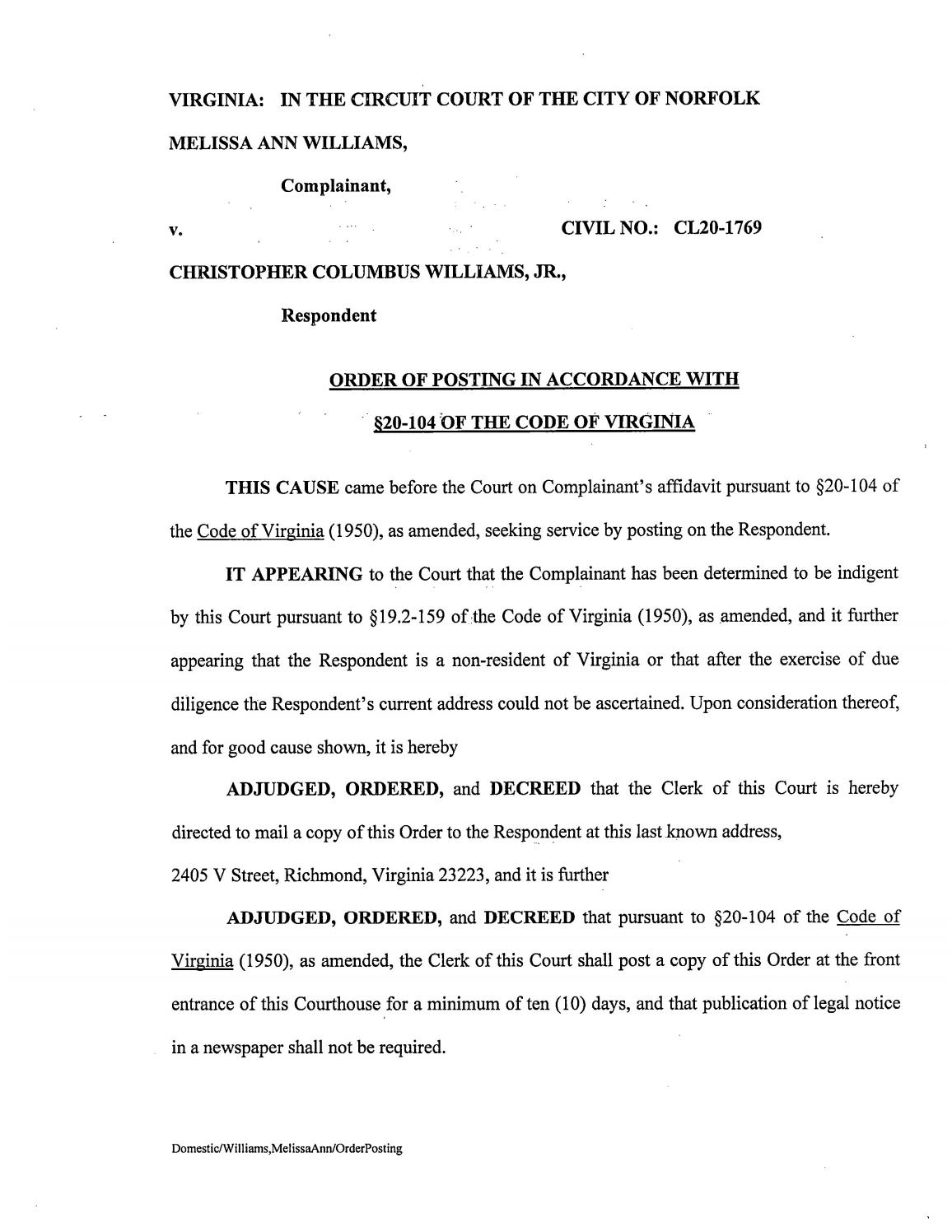 CL20-1769 Order of Posting