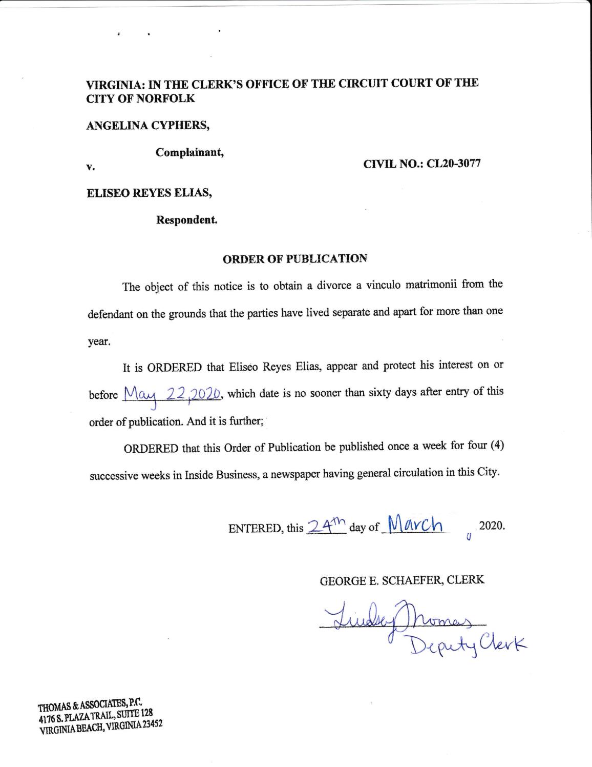 CL20-3077 Order of Publication