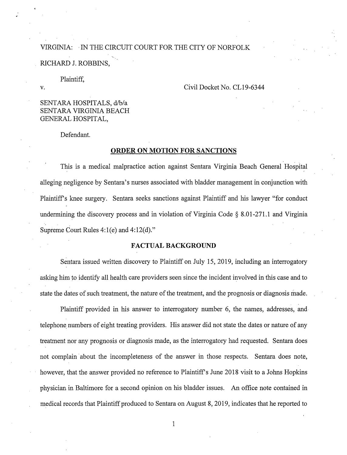 Robbins v. Sentara