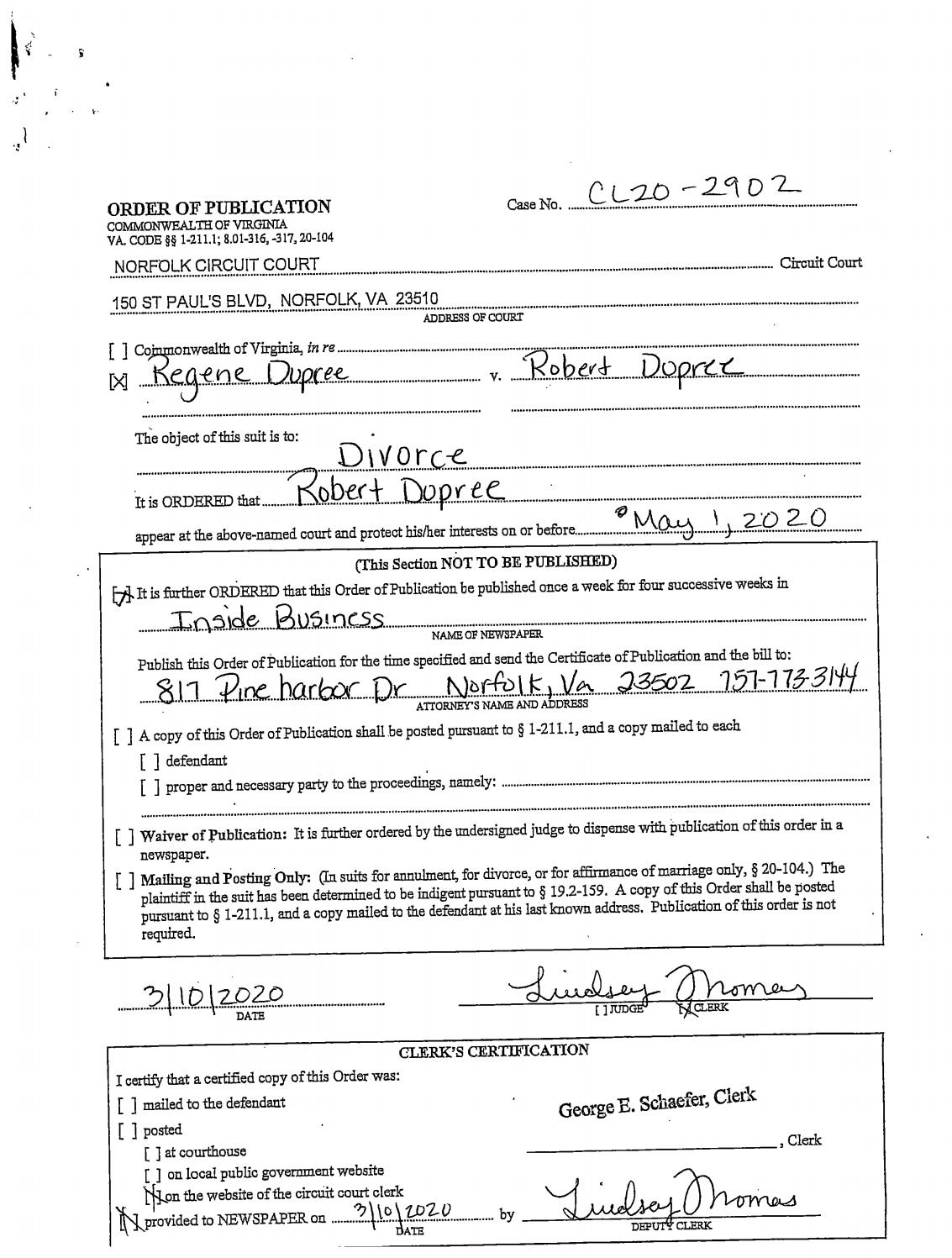 CL20-2902 Order of Publication
