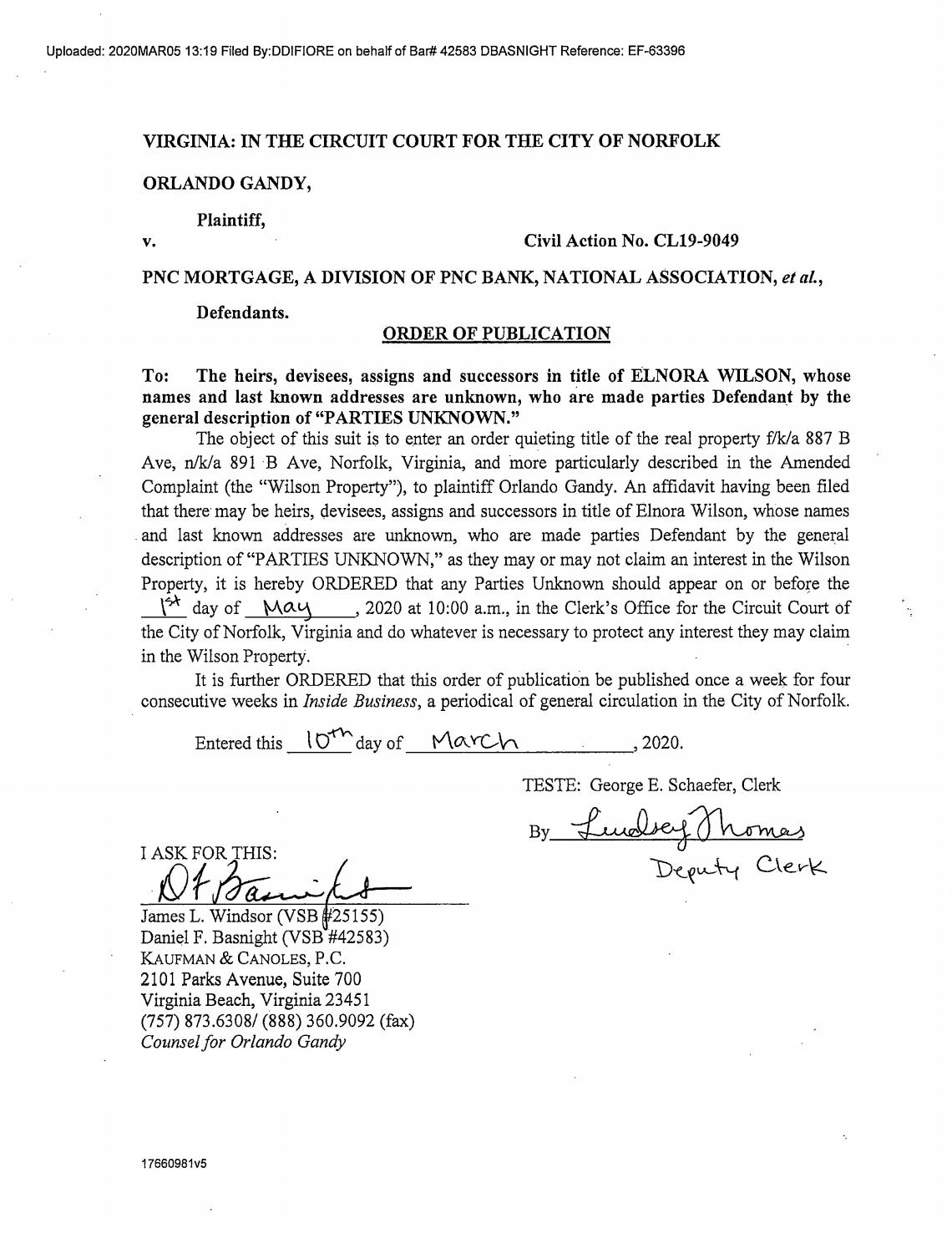 CL19-9049 Order of Publication