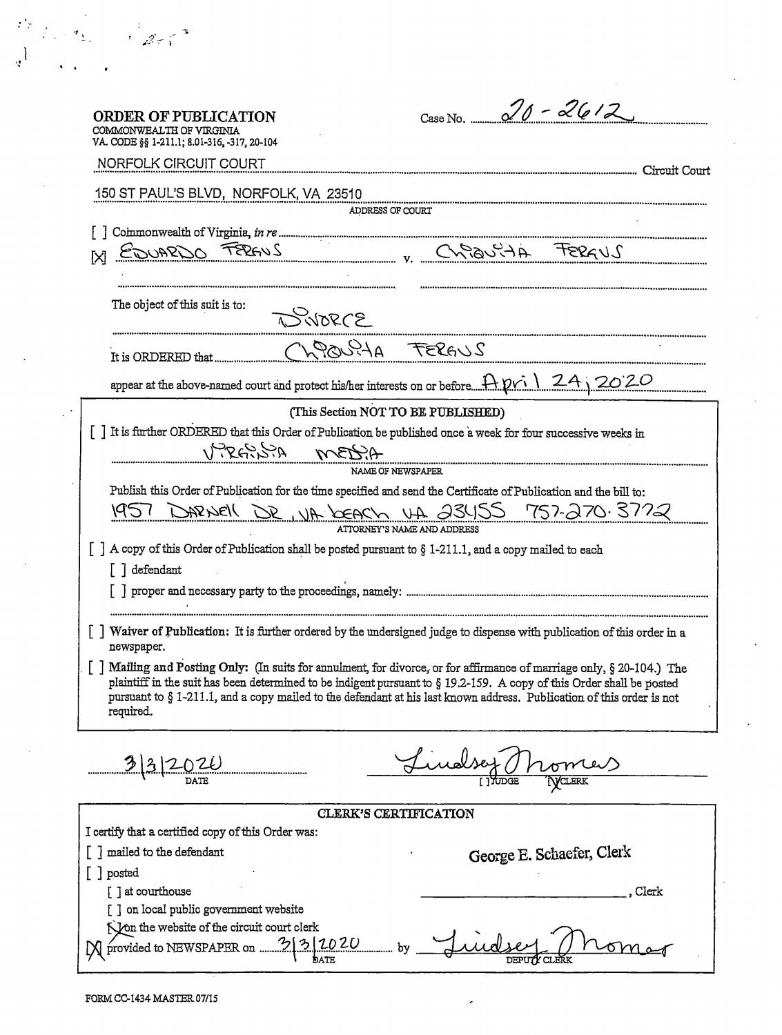CL20-2612 Order of Publication