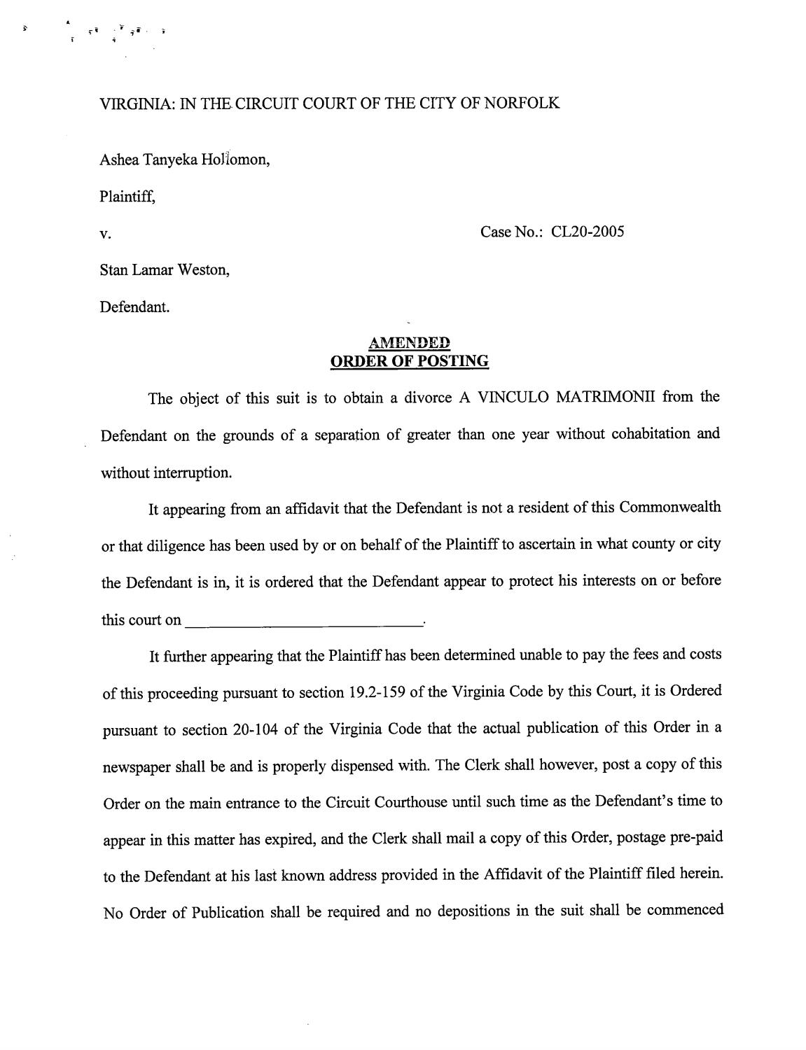 CL20-2005 Amended Order of Posting
