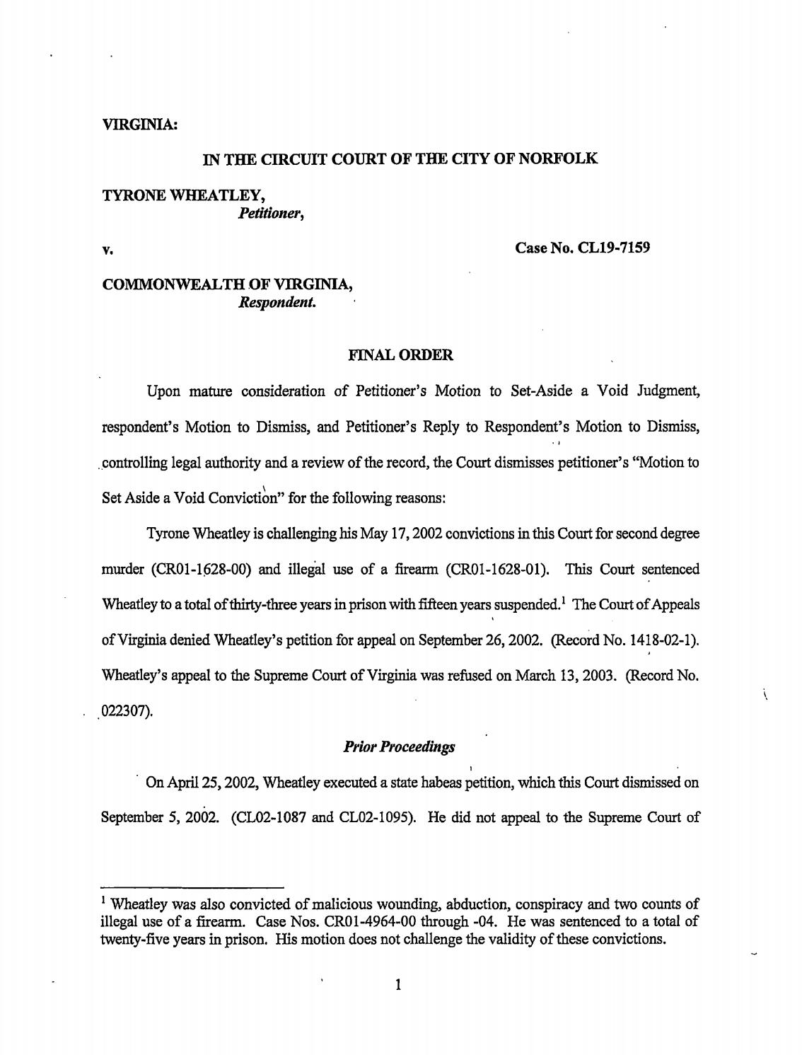 Wheatley v. Commonwealth