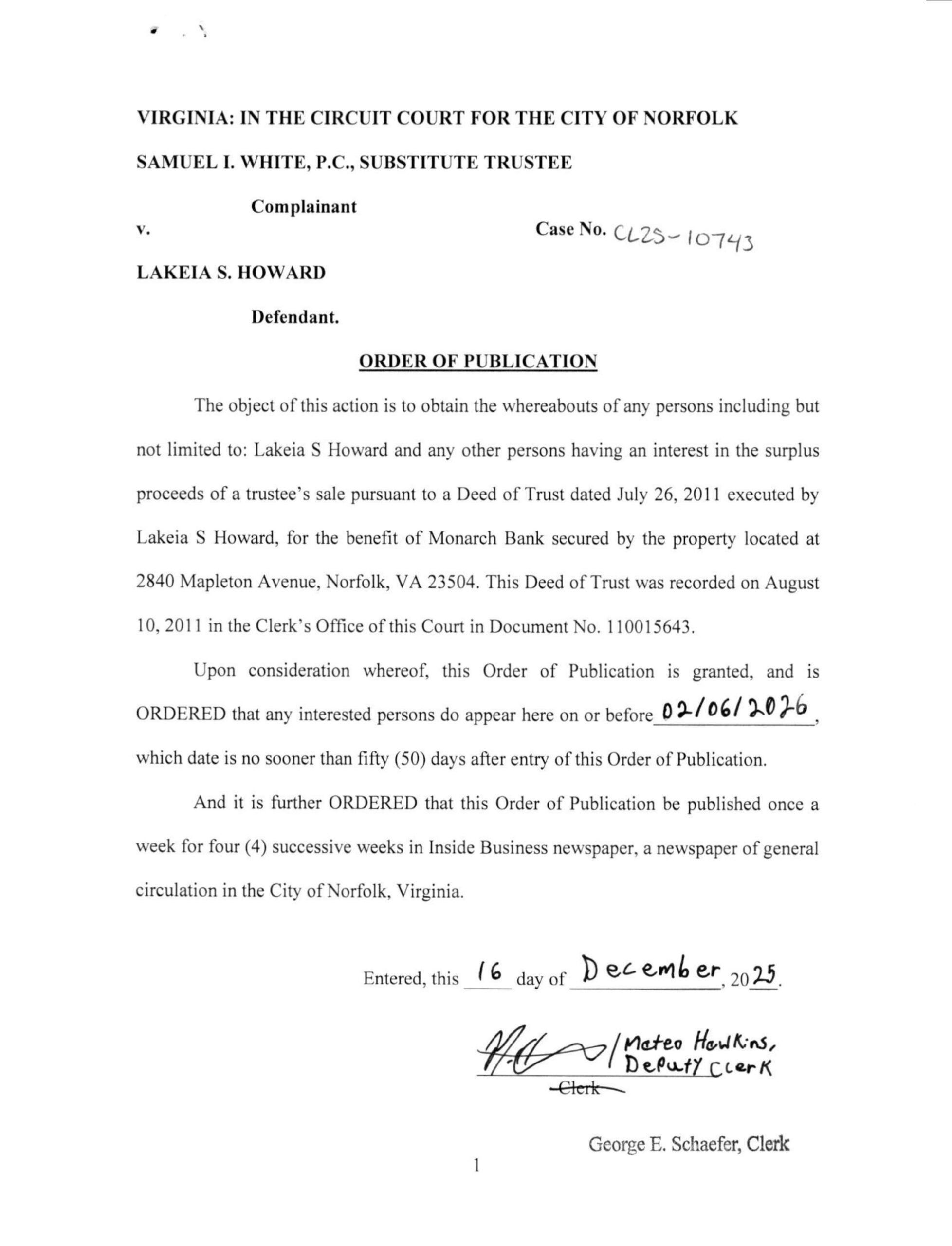 CL25-10743 Order of Publication