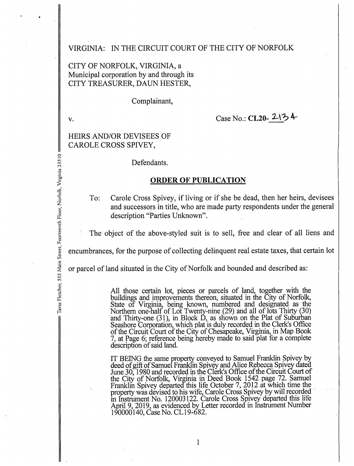 CL20-2134 Order of Publication