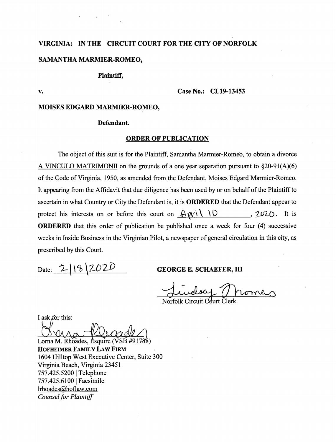 CL19-13453 Order of Publication