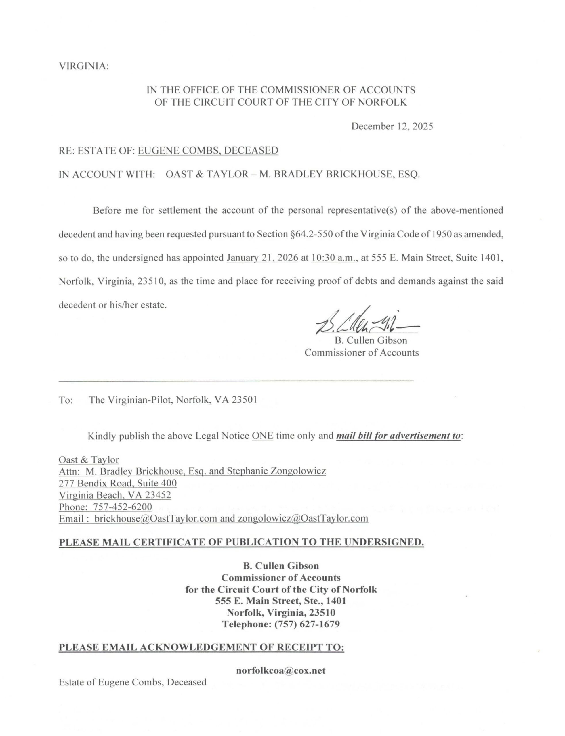 Estate Notice
