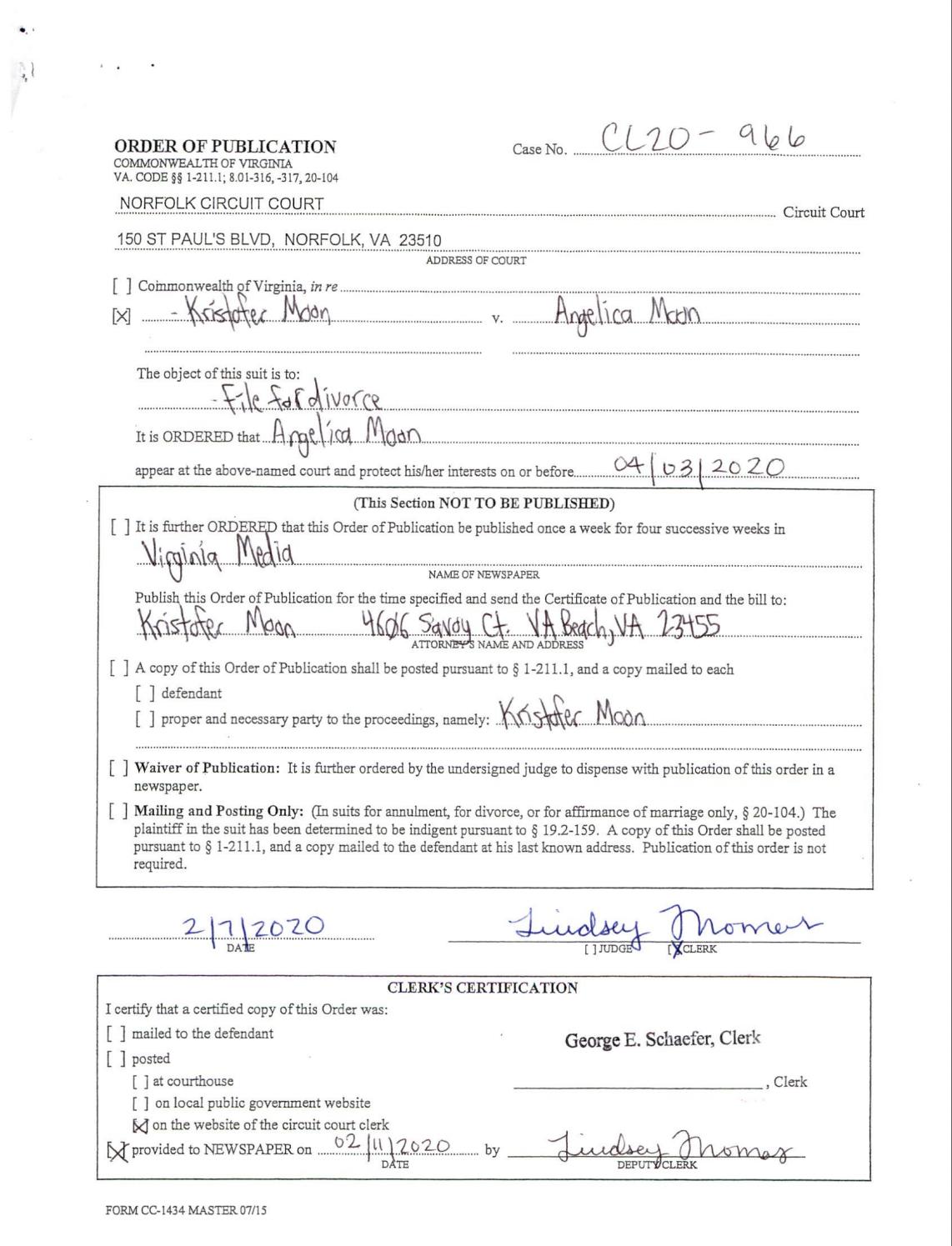 CL20-966 Order of Publication