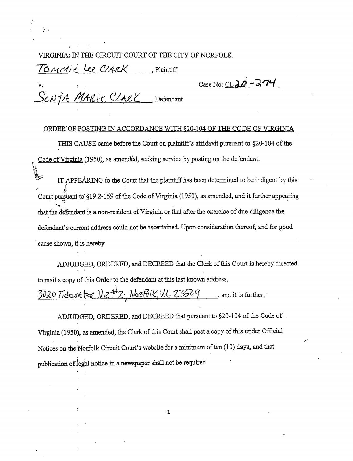 CL20-274 Order of Posting