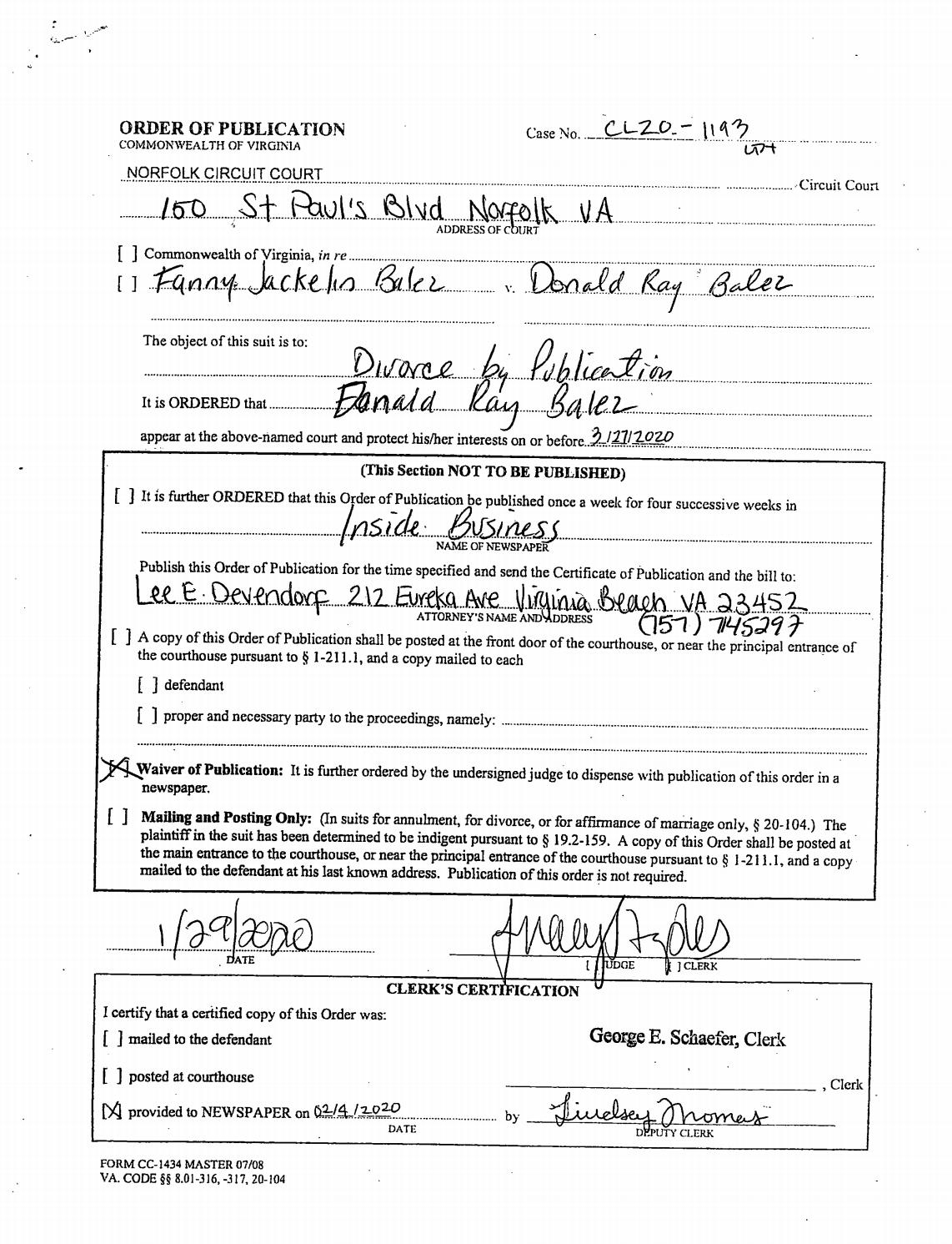 CL20-1193 Order of Publication