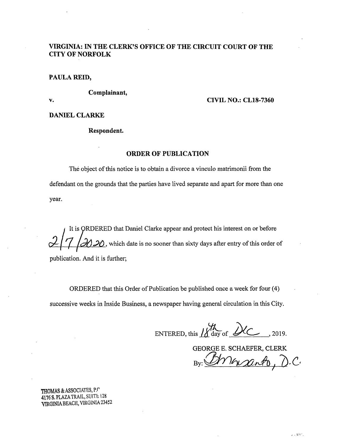 CL18-7360 ORDER OF PUBLICATION