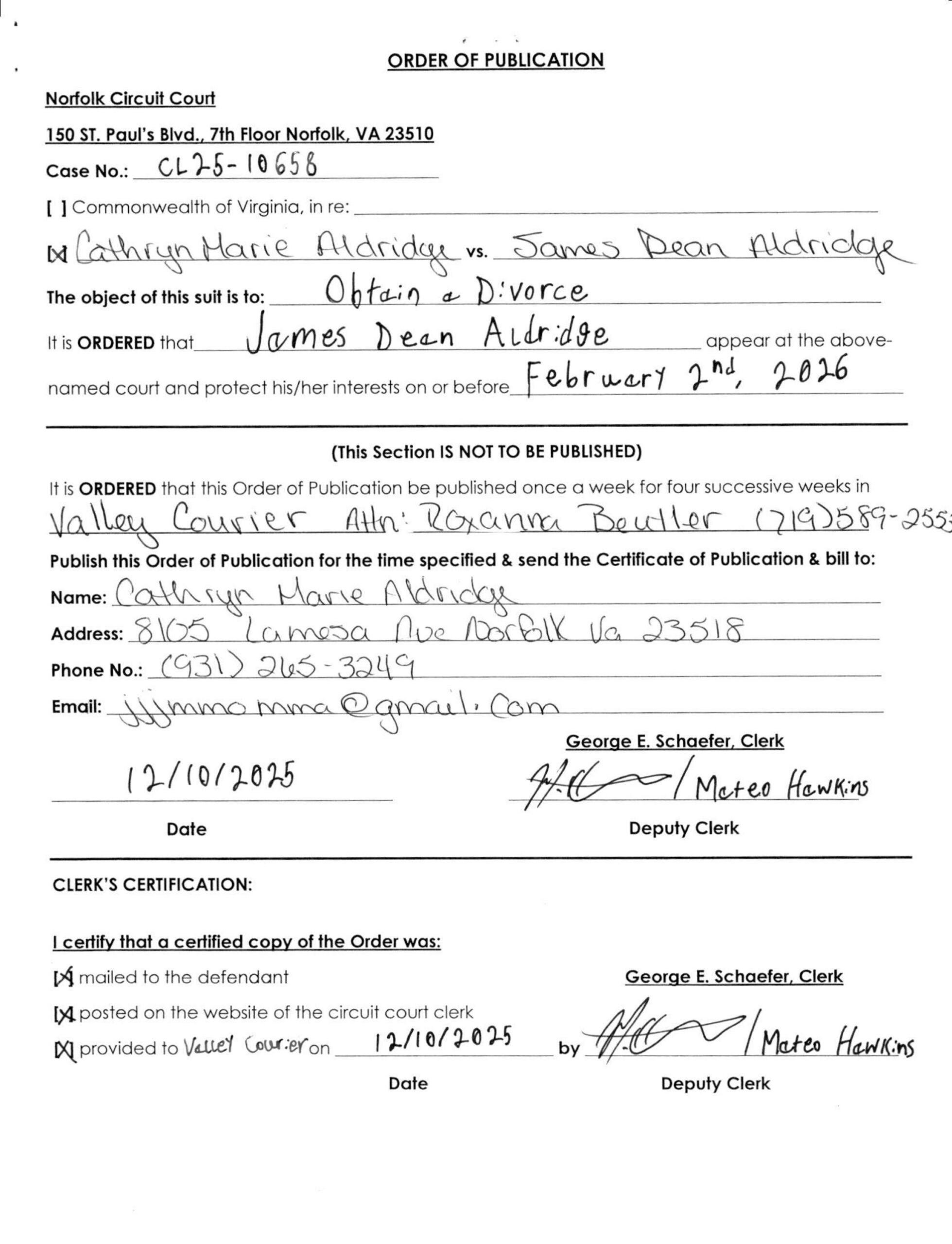 CL25-10658 Order of Publication