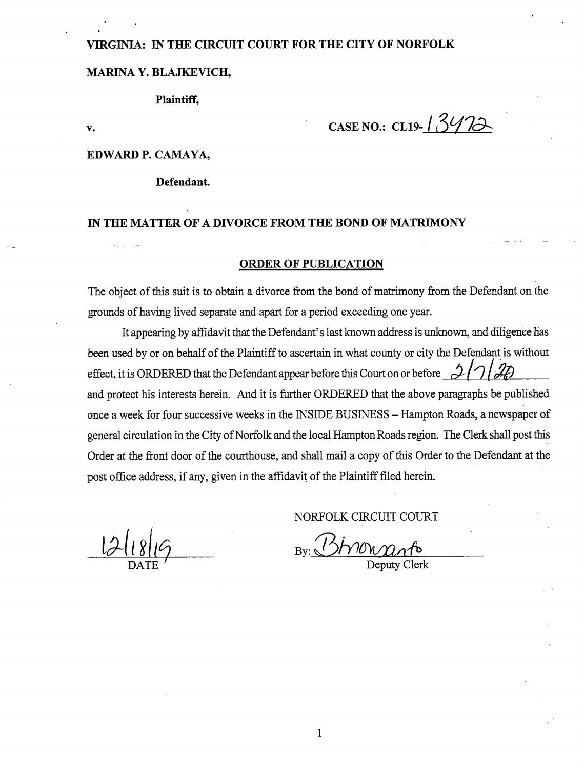 CL19-13472 ORDER OF PUBLICATION