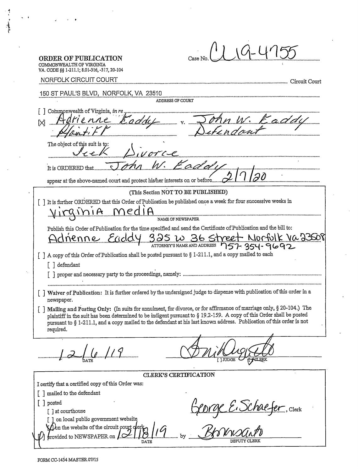 CL19-4755 ORDER OF PUBLICATION