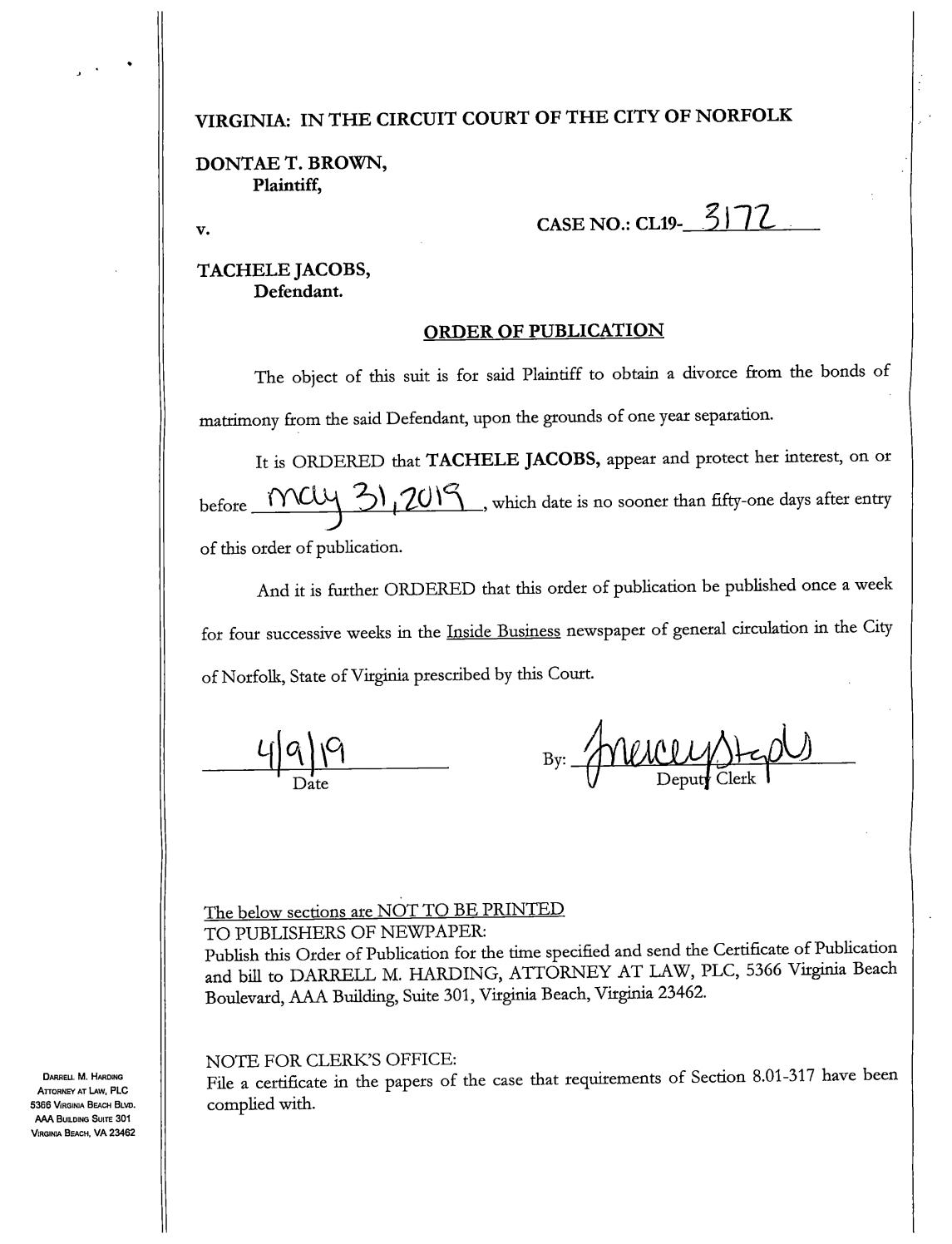 CL 19-3172 Order of Publication