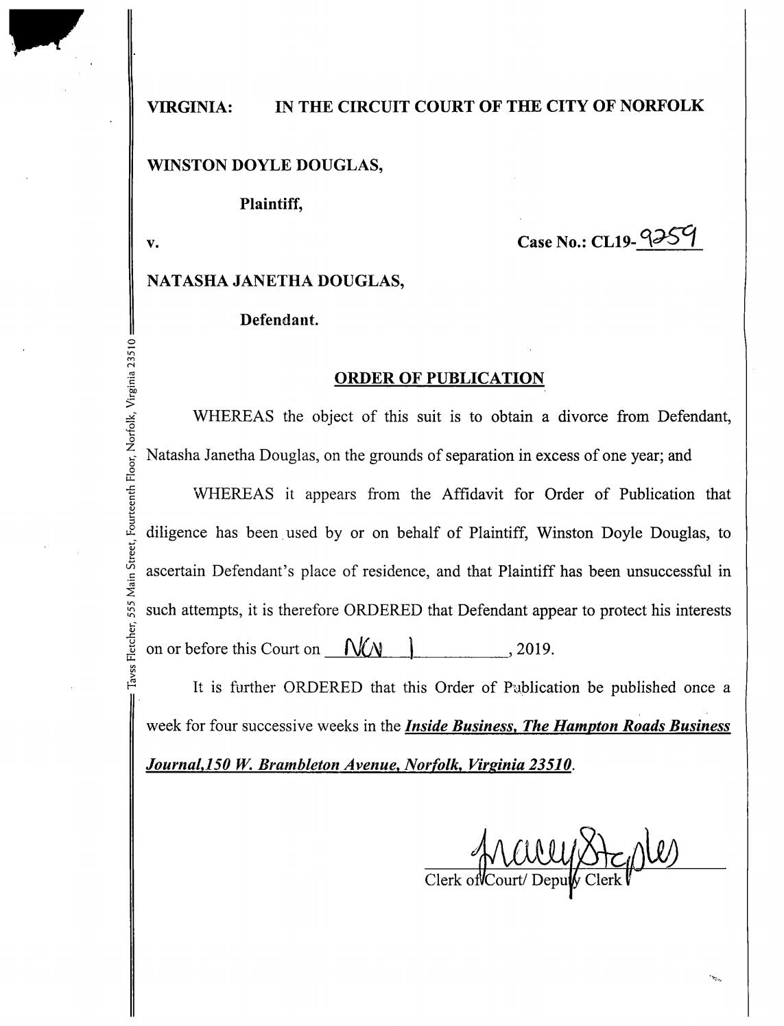 CL 19-9259 Order of Publication