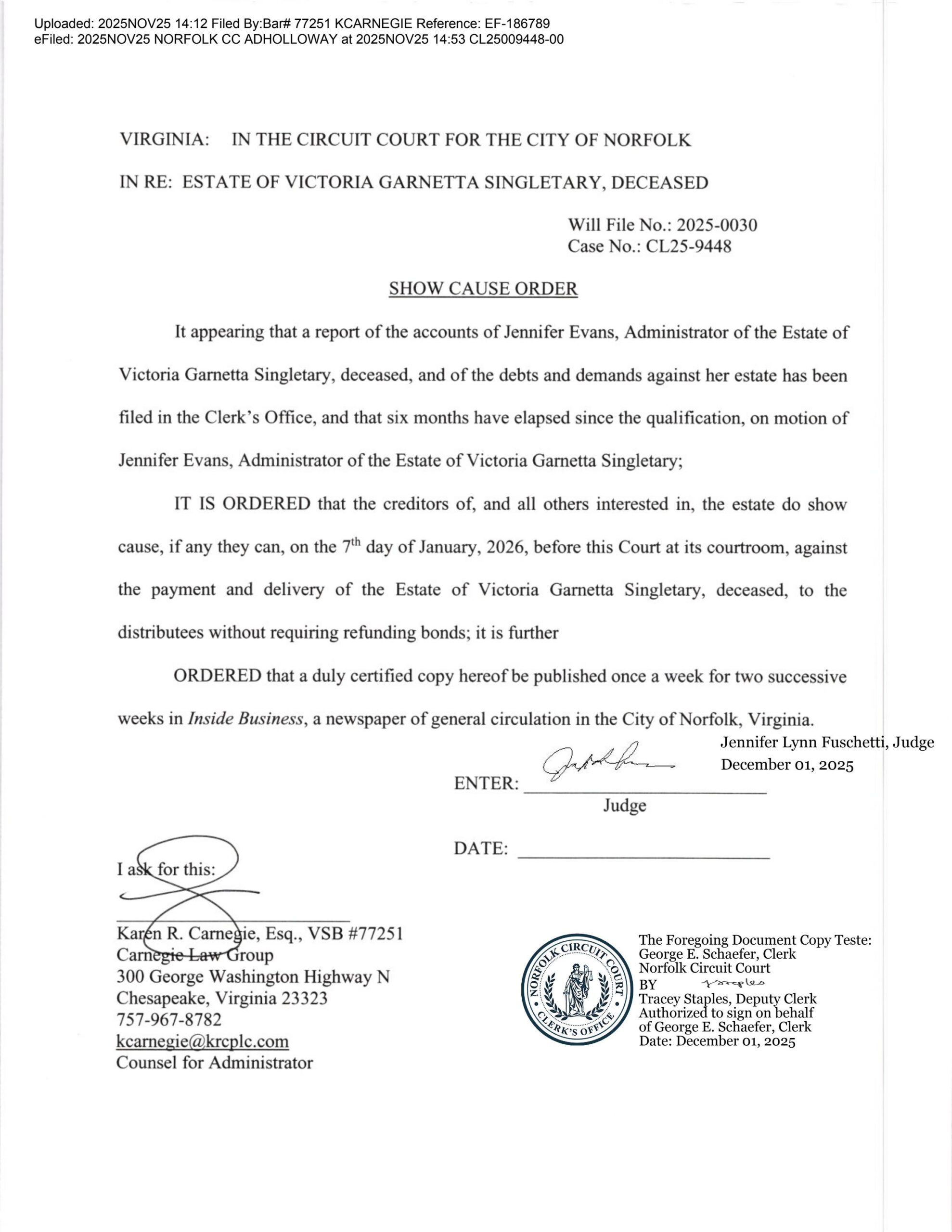 CL25-9448 Show Cause Order