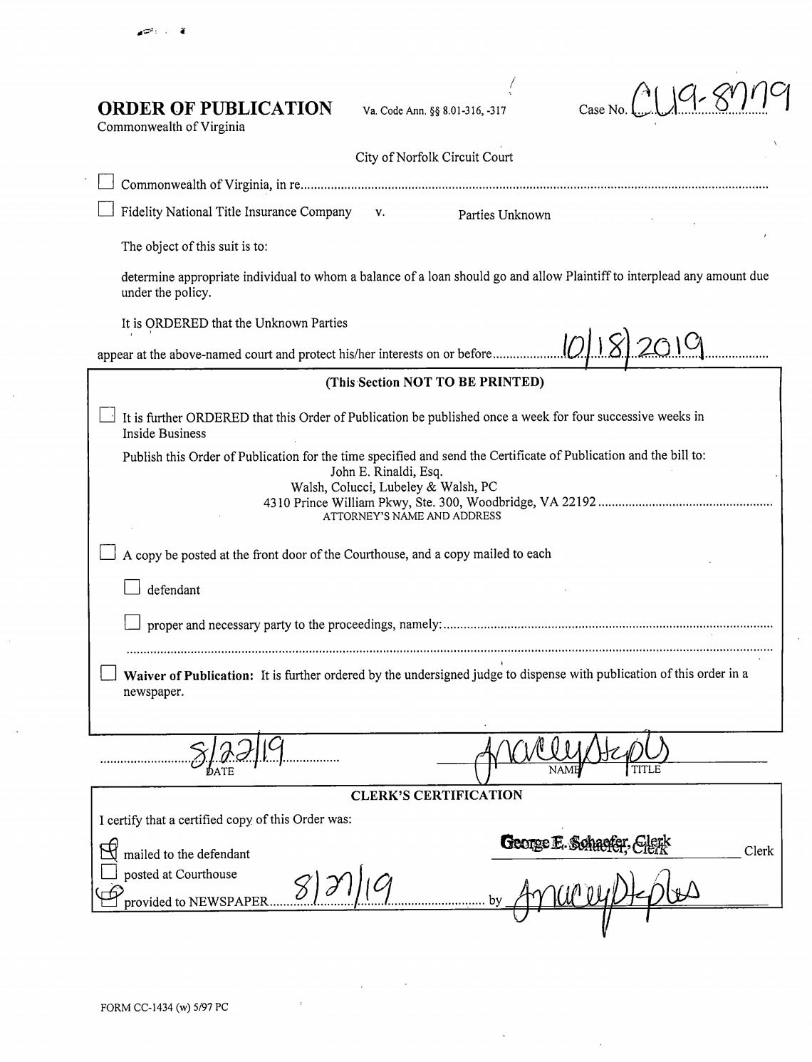 CL 19-8779 Order of Publication
