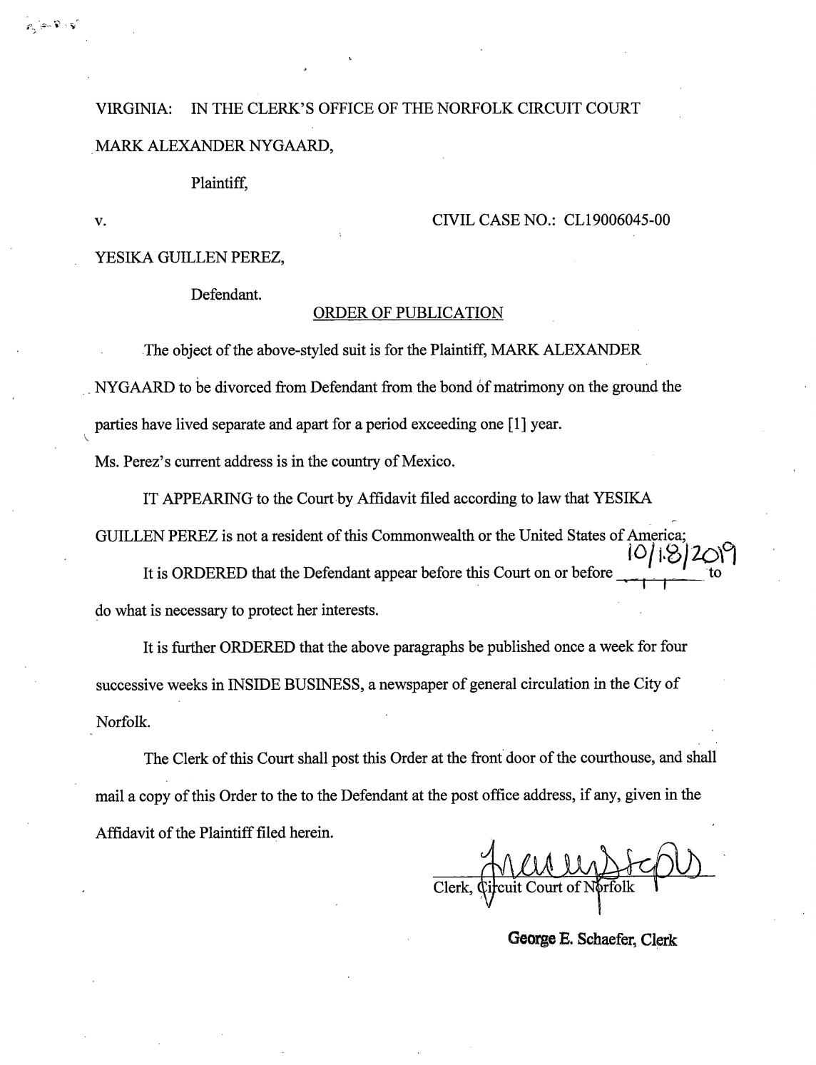 CL 19-6045 Order of Publication