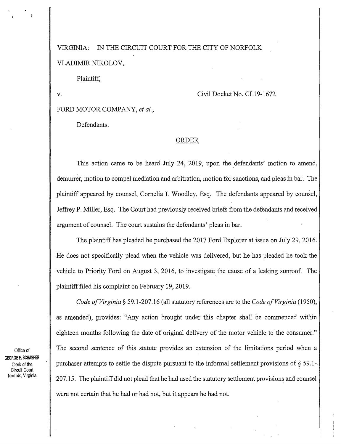Vladimir Nikolov v. Ford Motor Company, et al.