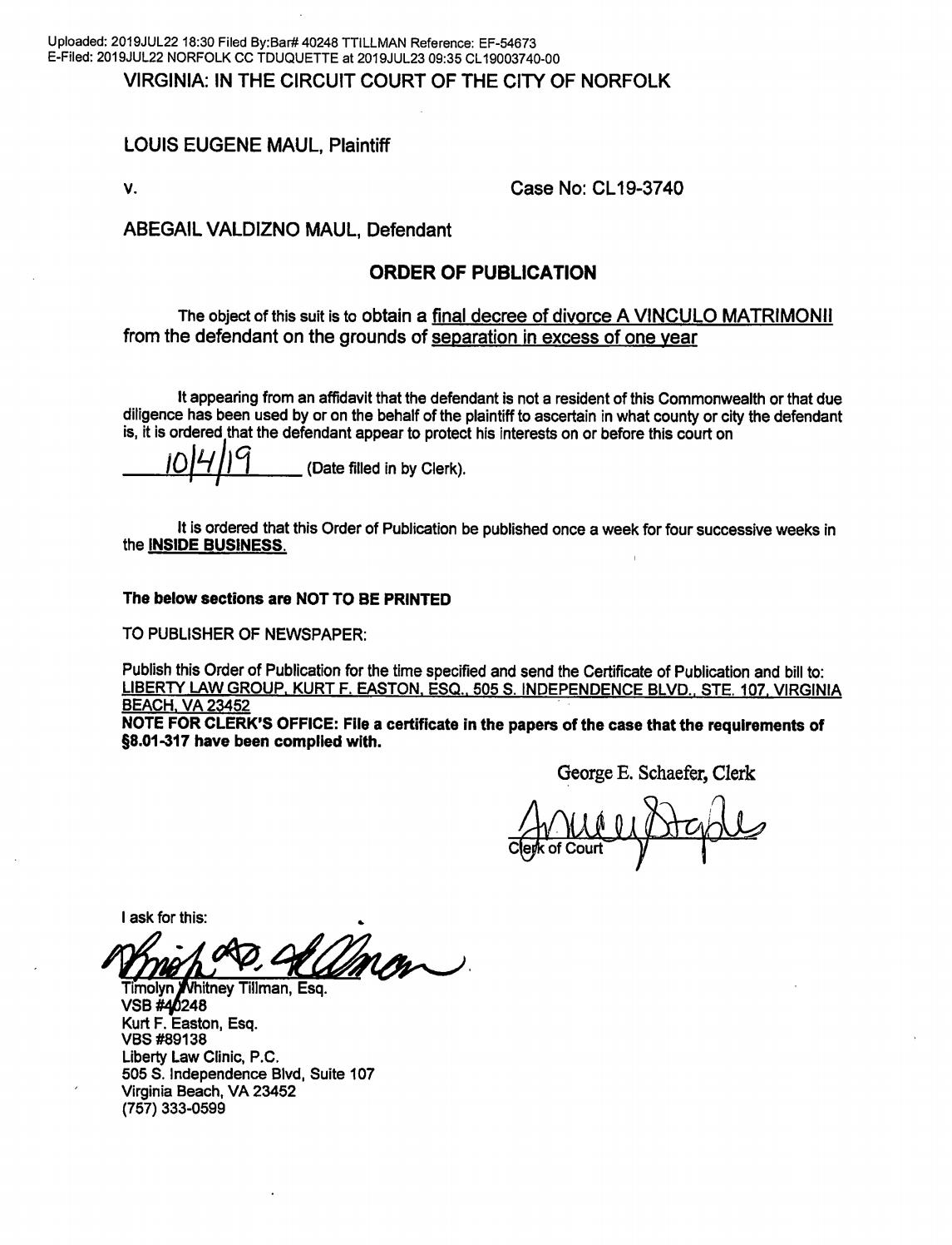 CL 19-3740 Order of Publication