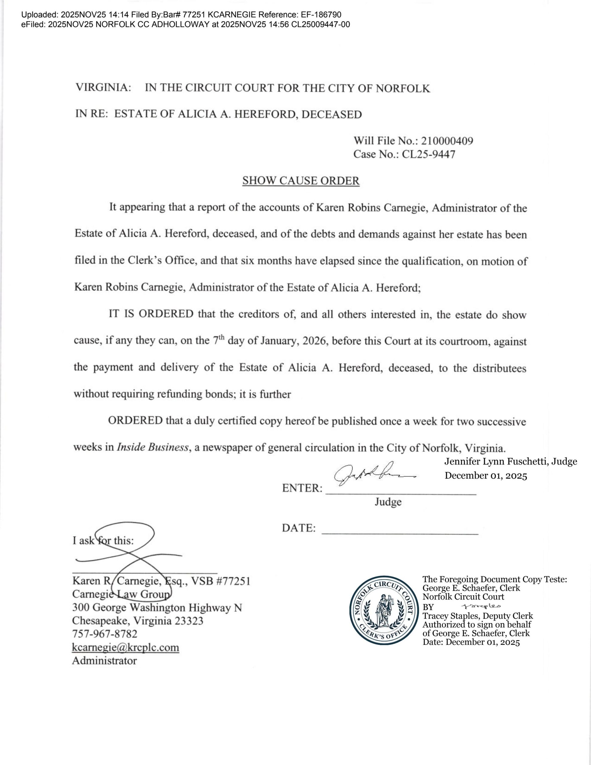 CL25-9447 Show Cause Order