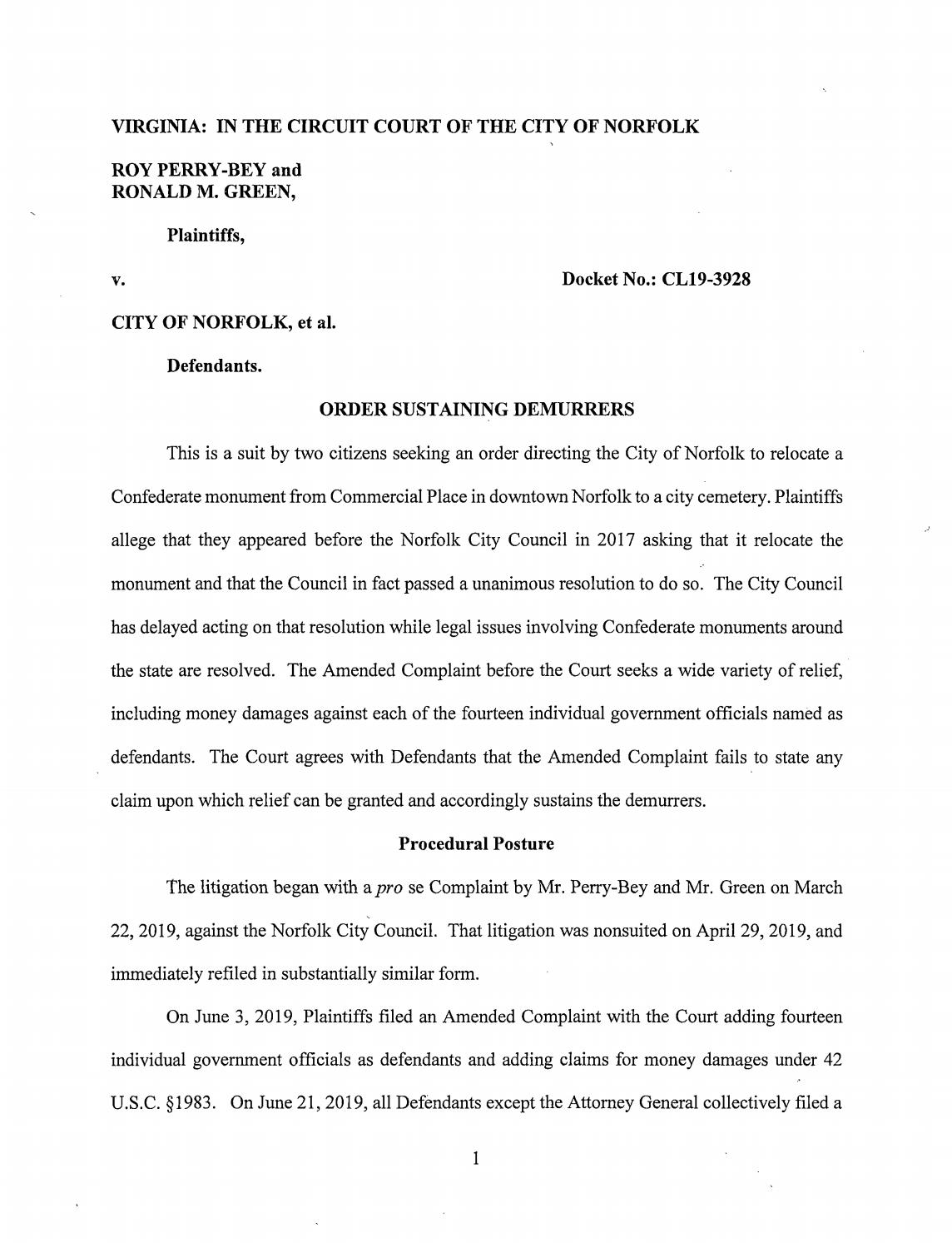 Perry-Bey, et al v. City of Norfolk