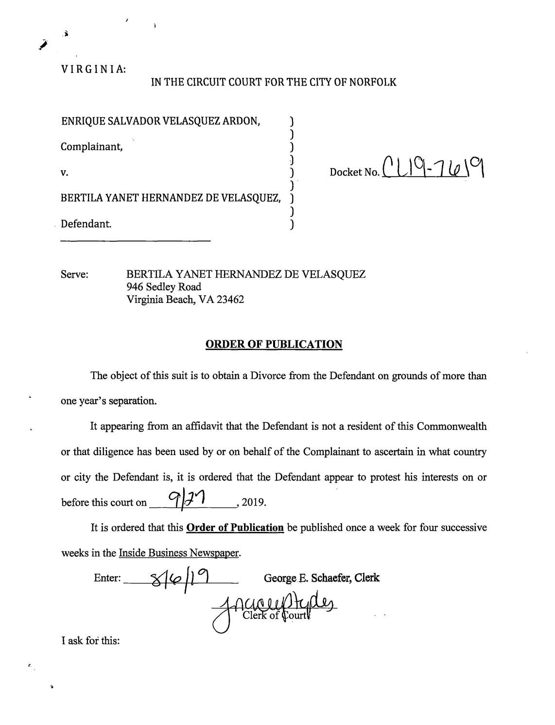 CL 19-7619 Order of Publication
