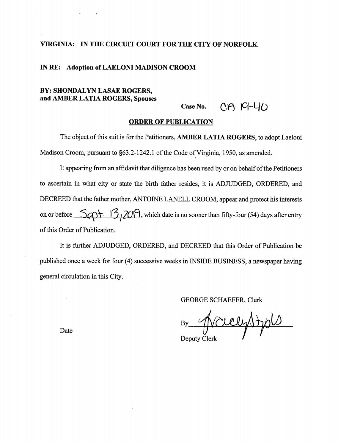 CA 19-40 Order of Publication