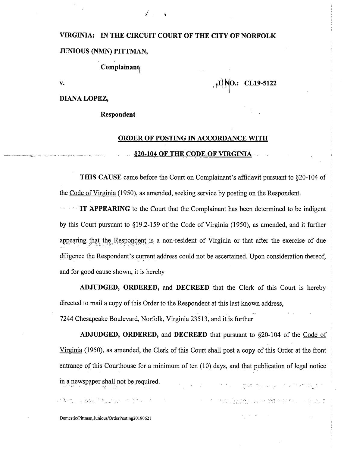 CL 19-5122 Order of Posting