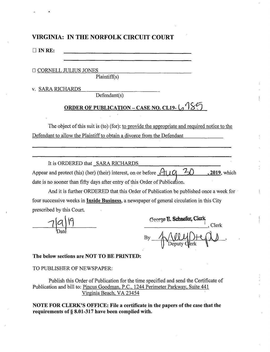 CL 19-6785 Order of Publication