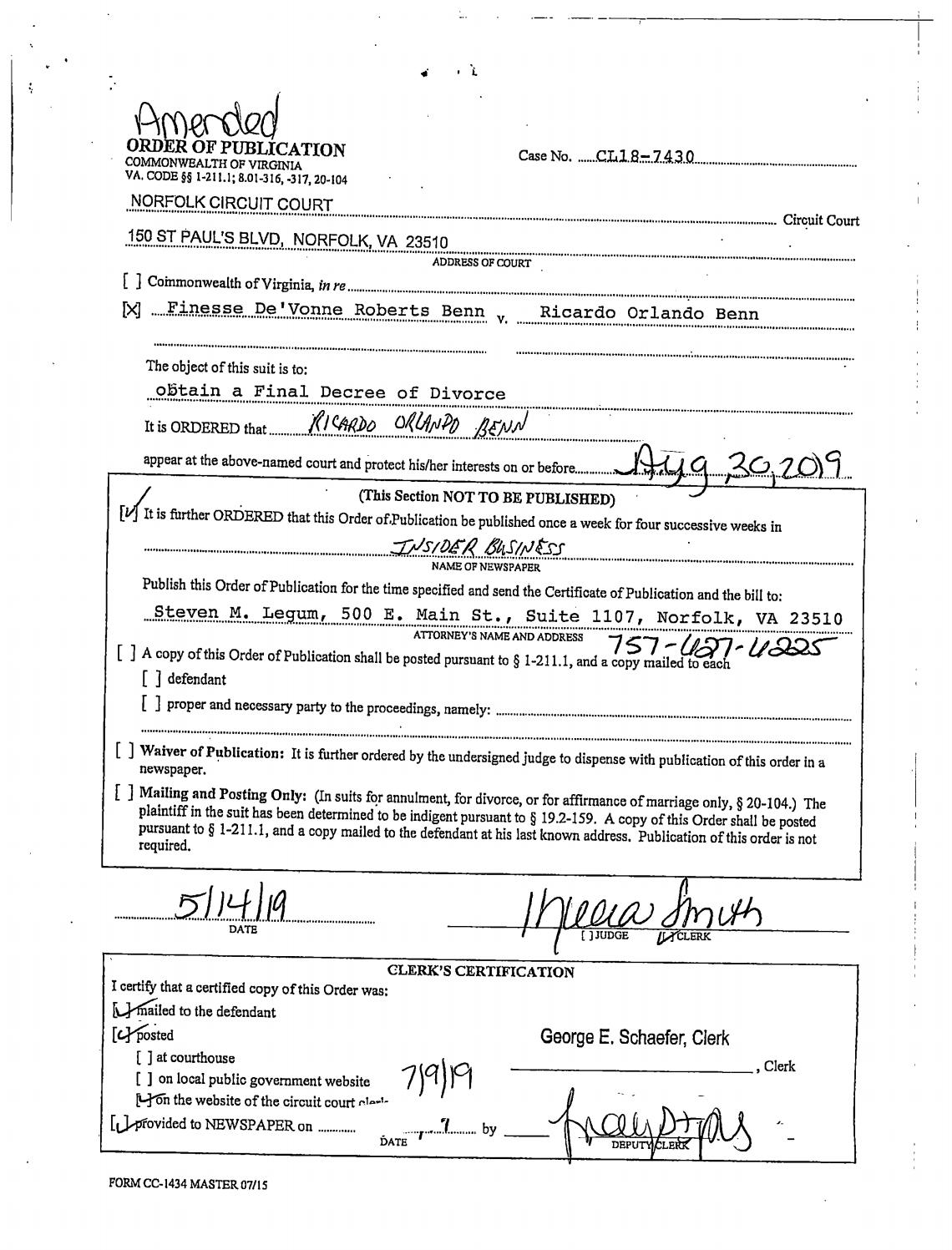 CL 18-7430 Amended Order of Publication