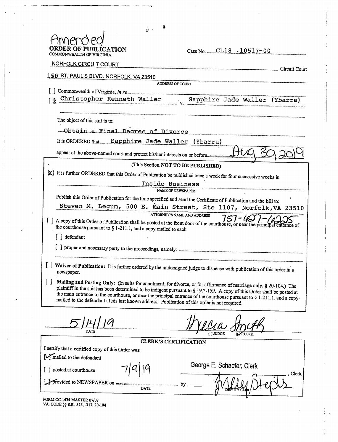 CL 18-10517 Amended Order of Publicaiton