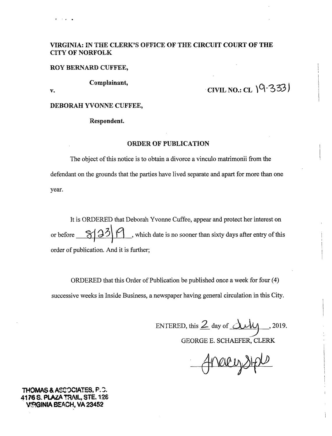 CL 19-3331 Order of Publication