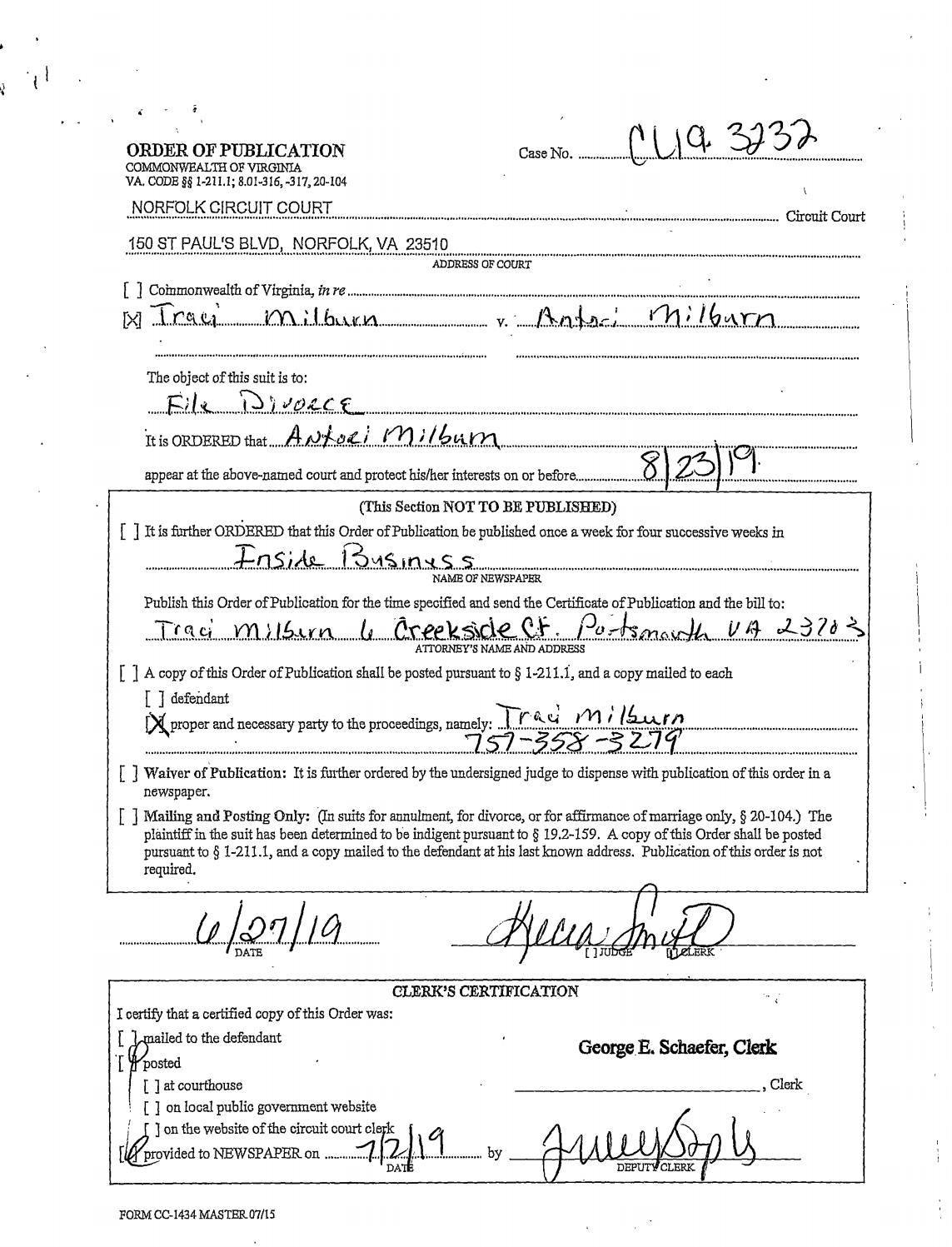 CL 19-3232 Order of Publication