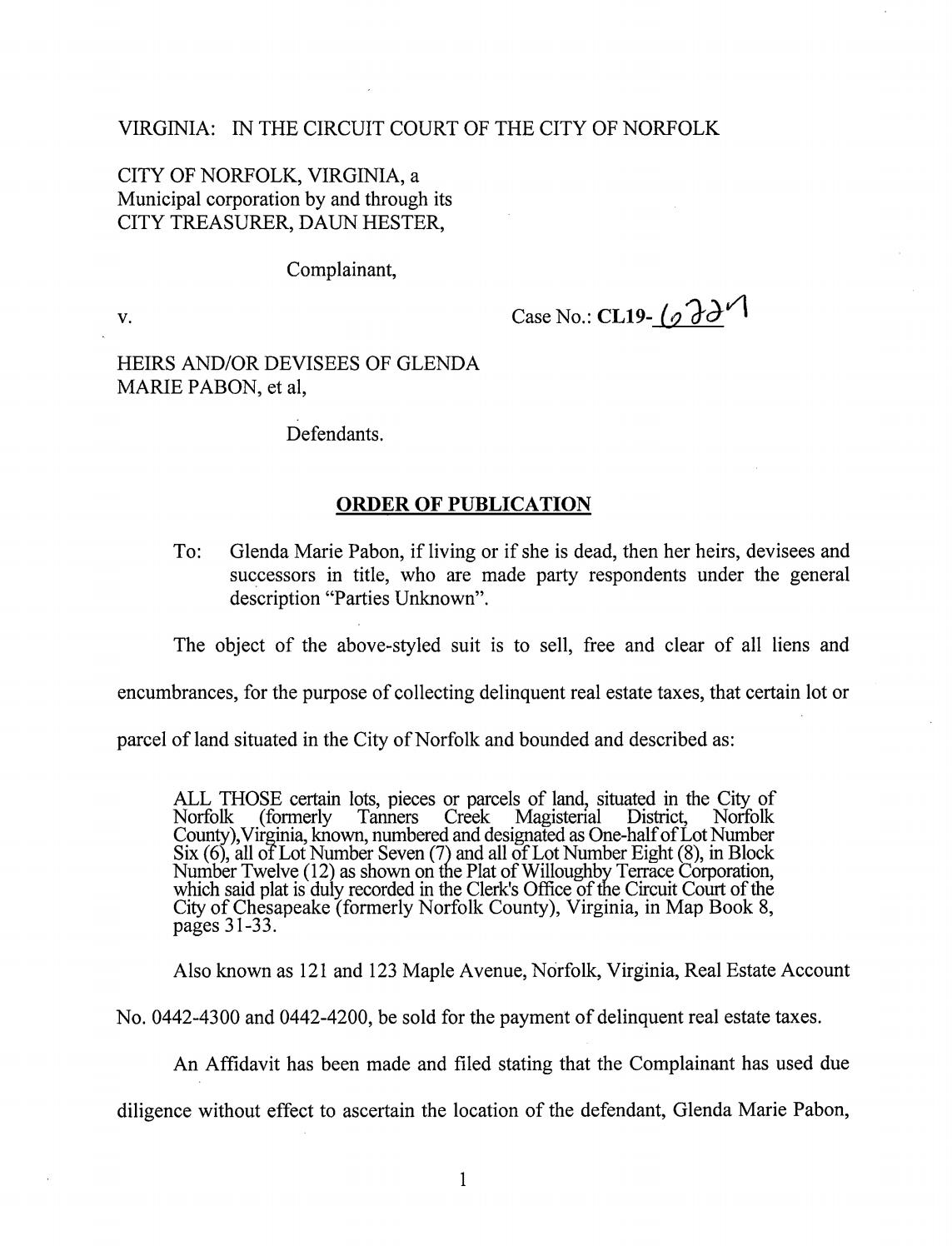 CL 19-6227 Order of Publication