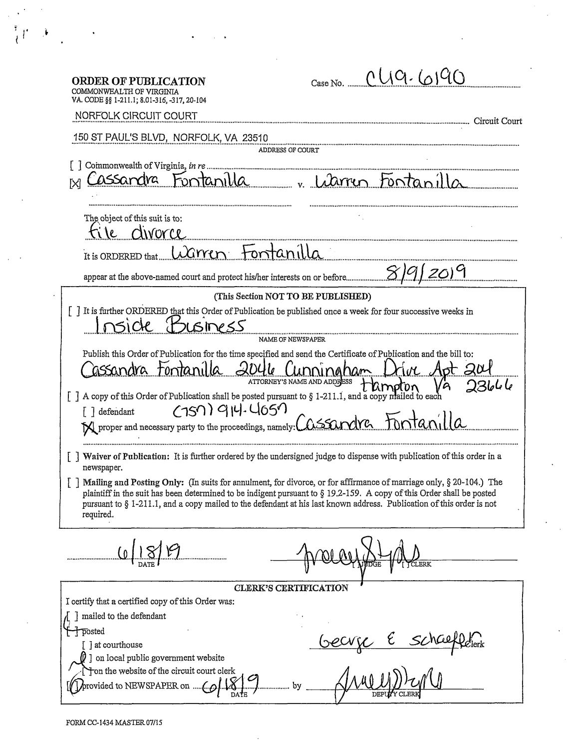 CL 19-6190 Order of Publication