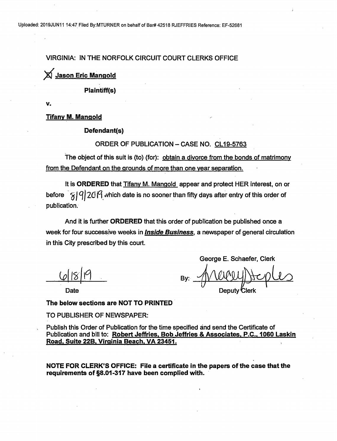 CL 19-5763 Order of Publication