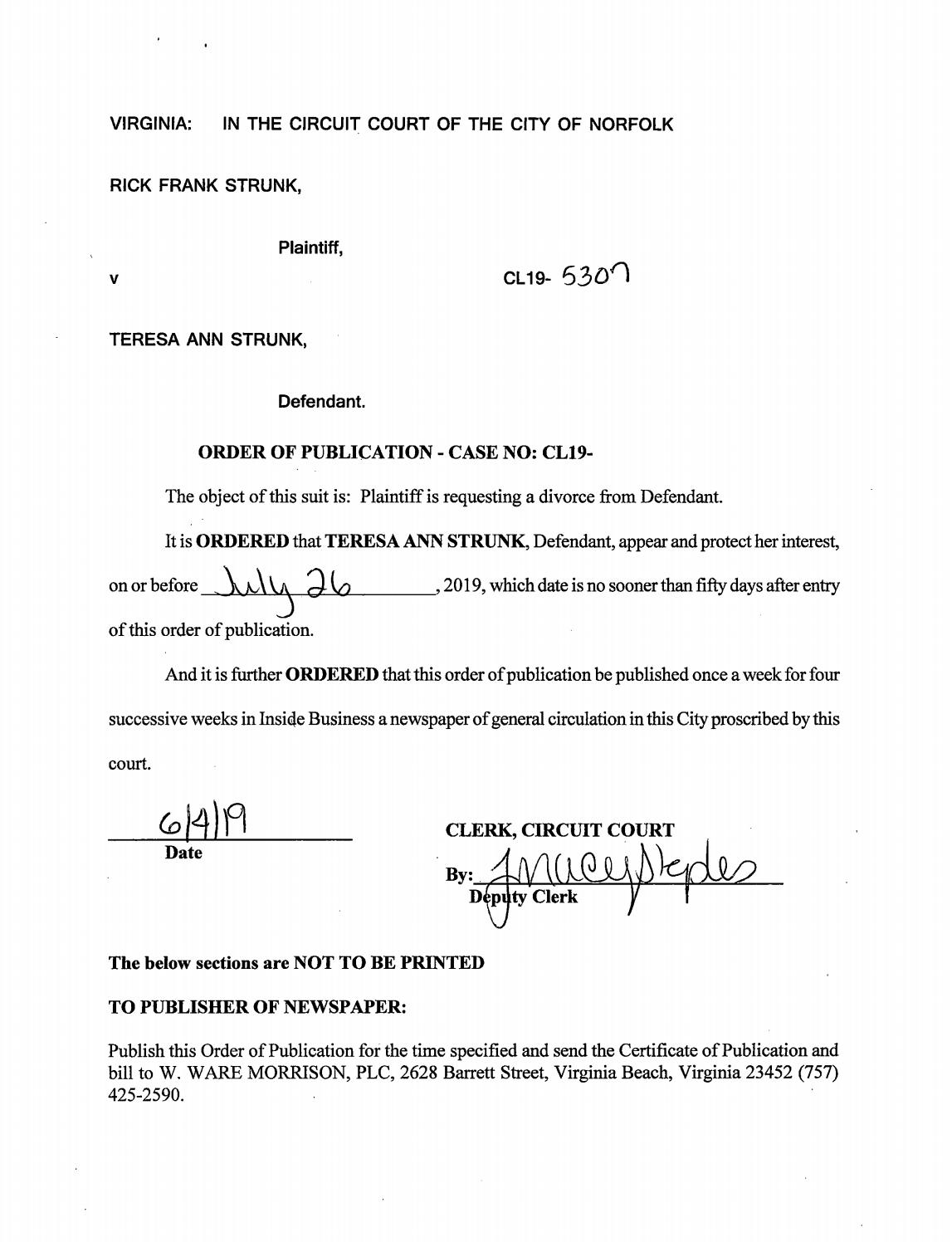 CL 19-5307 Order of Publication