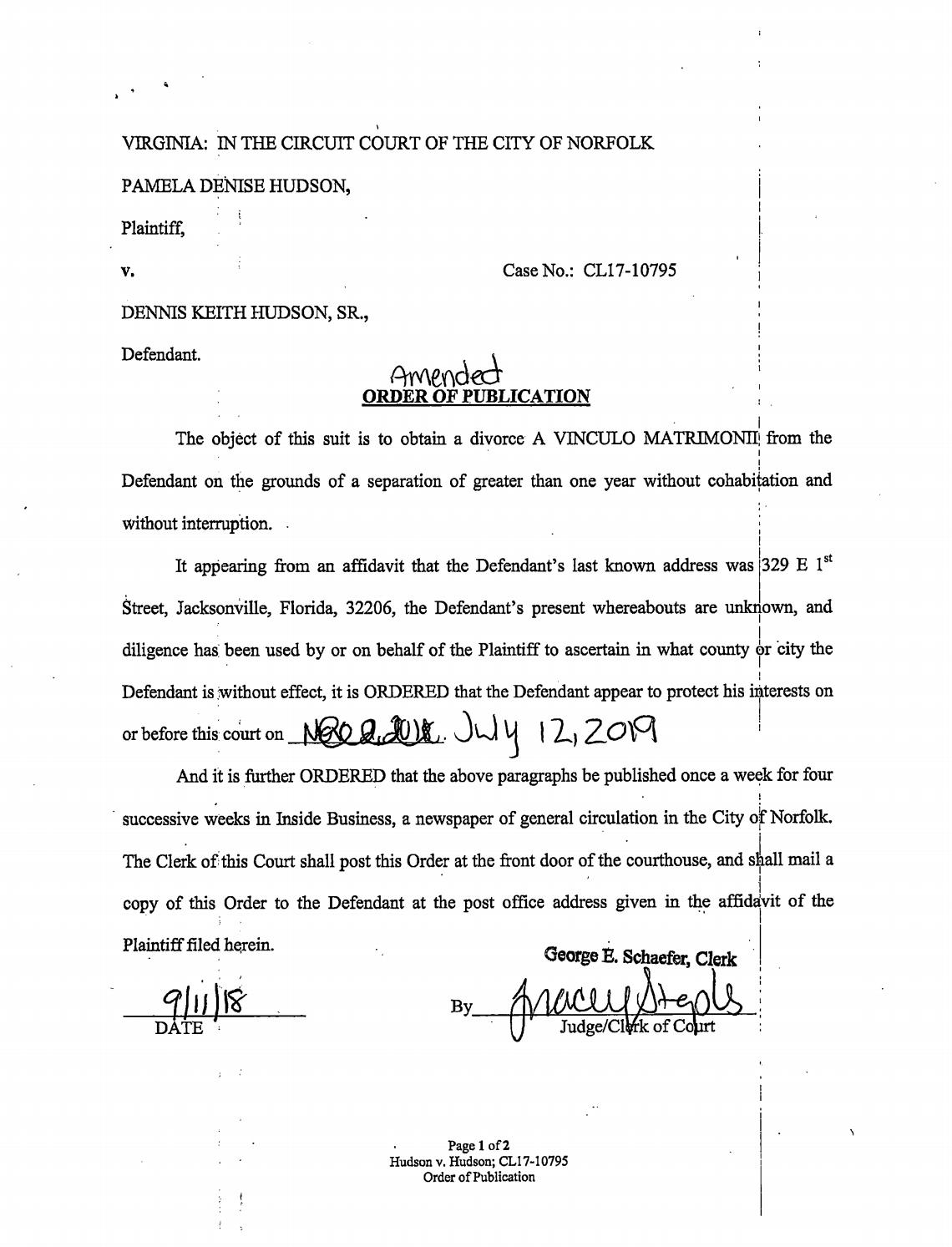CL 17-10795 Order of Publication Amended
