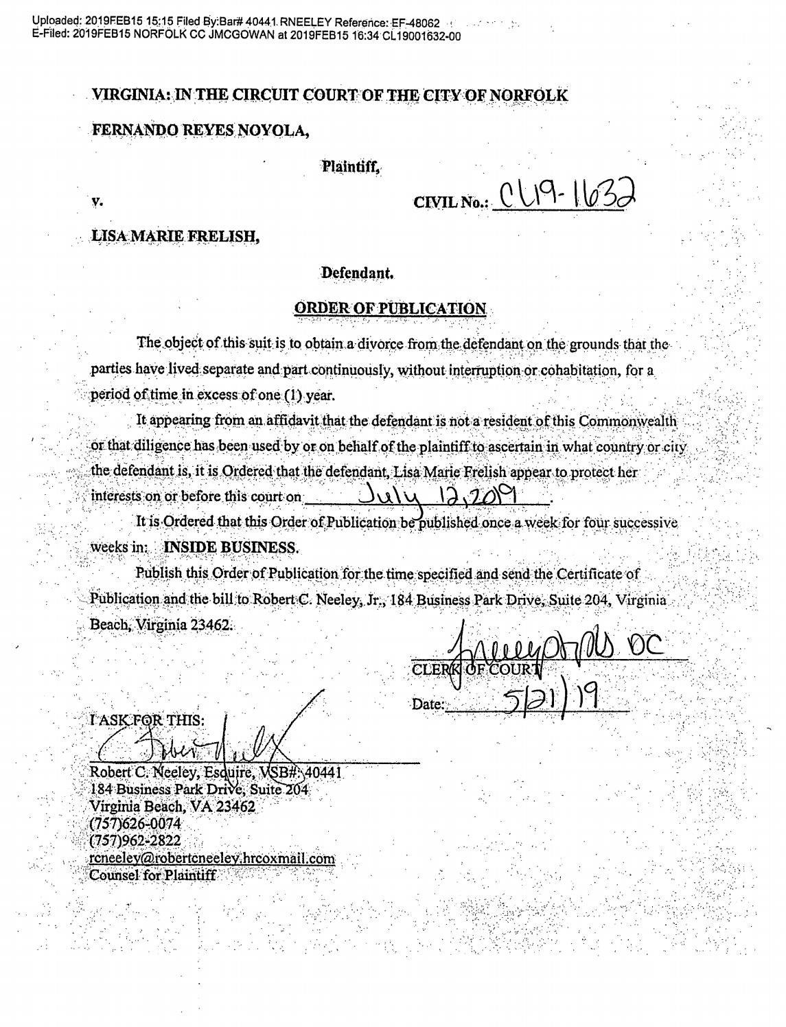 CL 19-1632 Order of Publication
