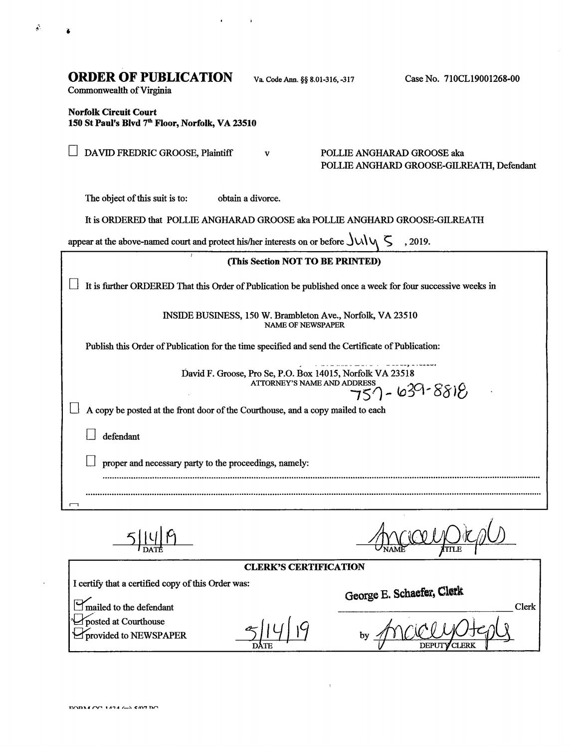 CL 19-1268 Order of Publication